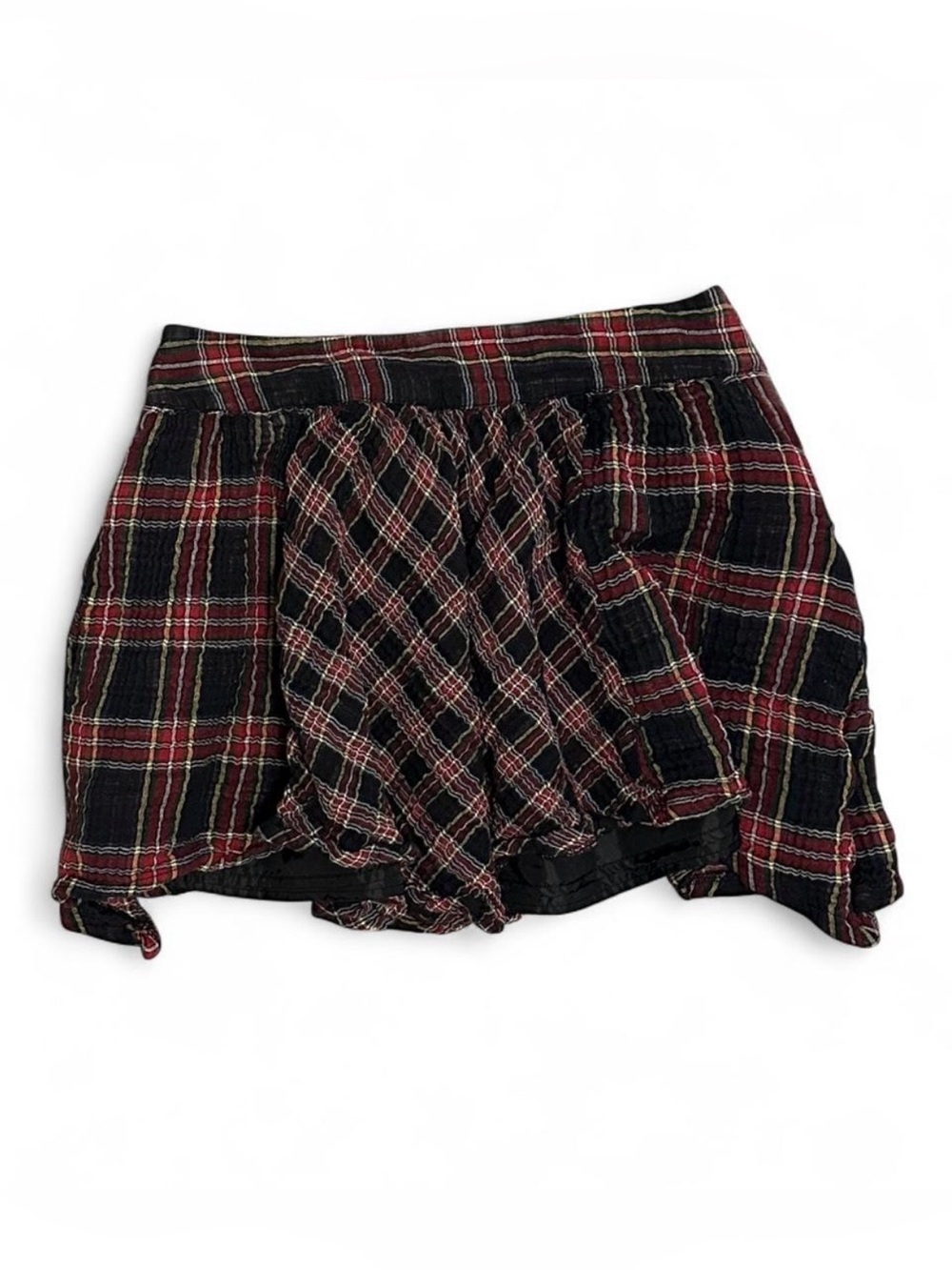 Women’s Y2K 2007 Xhilaration Red and Navy Plaid Pleated Mini Skirt Size Small